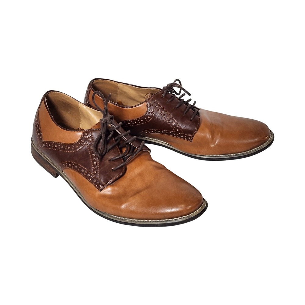 Drexlite Hunter Mens Brown Two Tone Wingtip Brogue Oxford Dress Shoes Size 10M
